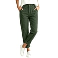thumbnail image 6 of Hueook Womens Golf Pants Lounge Work S High Waisted Straight Leg Cotton and Linen Pants with Flared Casual Point Pocket Pants Army Green XL, 6 of 8