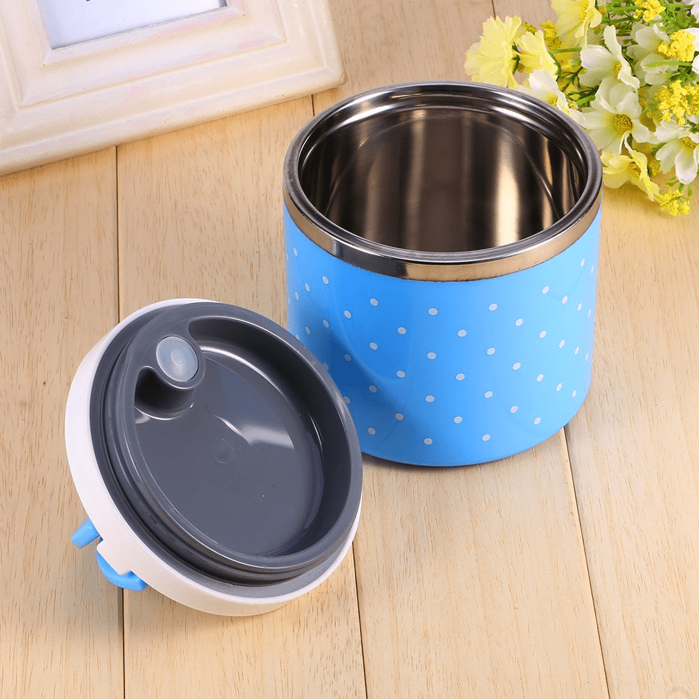 Amerteer Portable Food Warmer School Lunch Box Bento Thermal Insulated Food Container 1 Layer Stainless Steel Insulated Square Lunch Box for Children