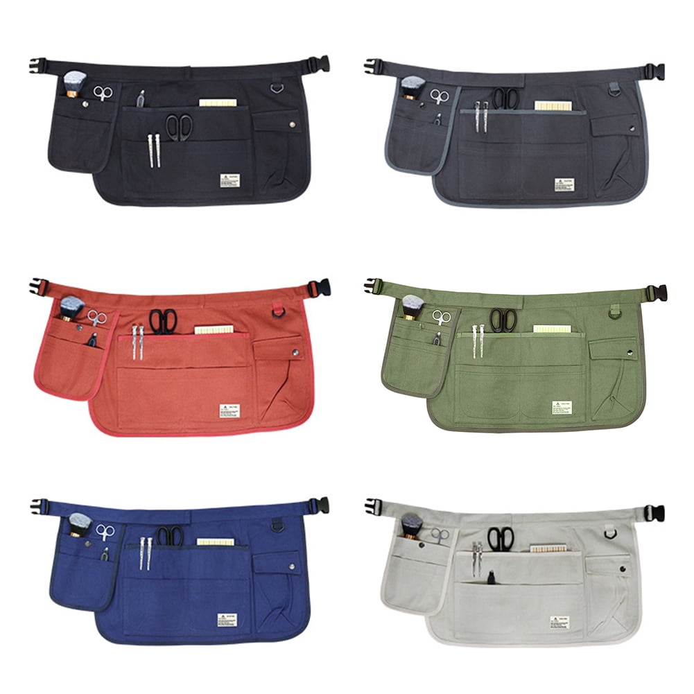 HUONA Half Apron Skirt Apron Canvas Apron Pocket Beauty Half length Apron Artisan Electrician Apron Wear Resistant Buckle Apron Dirty Proof Industrial Garden Tools Storage Olive