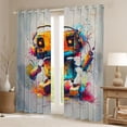 thumbnail image 2 of Feelyou Robot Black Out Curtains, Splatter Watercolor Curtains Pack of 2 (42x63 Each), 2 of 6