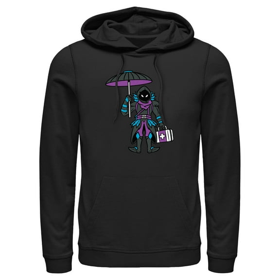 Men's Fortnite Raven Float On  Pull Over Hoodie Black 3X Large