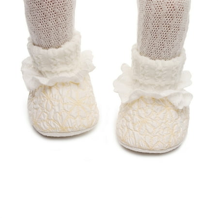 Mildsown Baby Girl Sock Shoes Soft Ruffle Non-slip Flats Warm Walking Shoes