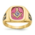 thumbnail image 1 of 10K Yellow Gold Red Acrylic Mens Masonic Ring, 1 of 2