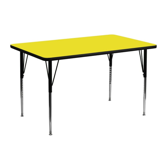 Emma   Oliver 24x48 Yellow HP Laminate Adjustable Activity Table
