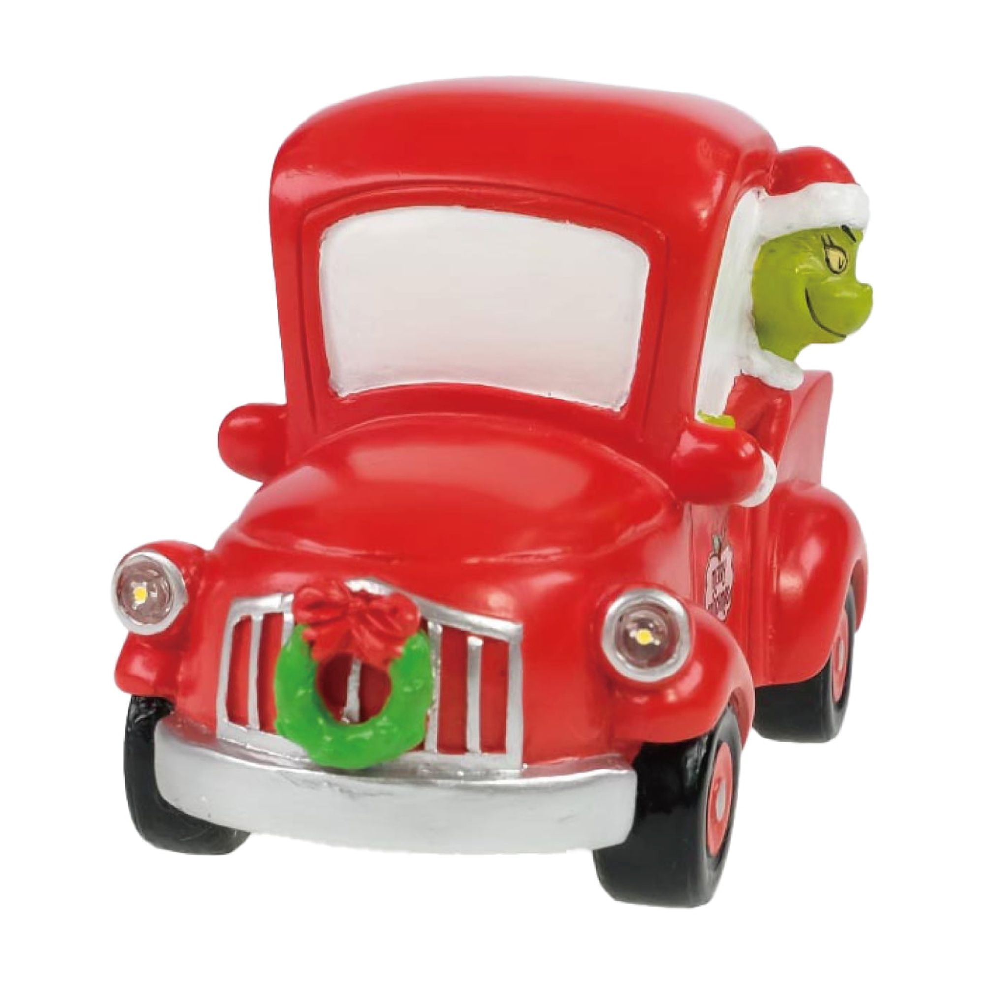 Dr. Seuss' The Grinch, Light-Up Grinch in a Red Truck Figurine Christmas Village Accessory, by Ruz