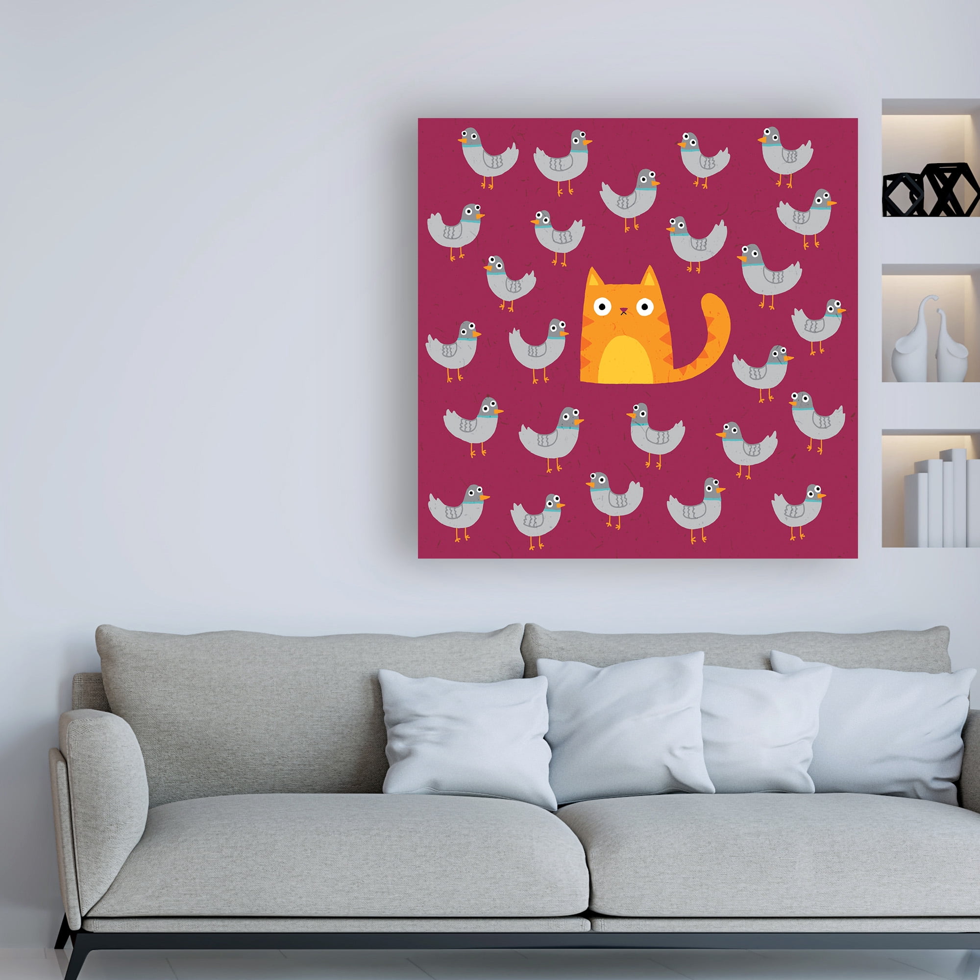 Trademark Fine Art 'Cat amongst the Pigeons' Canvas Art by Michael Buxto