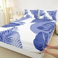 thumbnail image 3 of Homewish Botanical Plants Leaves 4 Pieces Queen Sheet Sets For Children Teens Adults,Minimalist Mid Century Ultra Soft Flat Sheet,Abstract Stripes Lines Queen Fitted Sheet,Ultra Soft Home Decor, 3 of 7