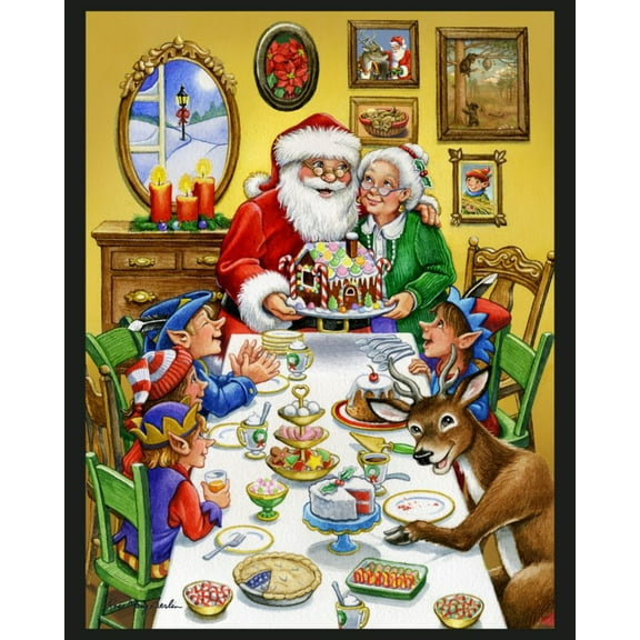 Santa's Table Panel Cotton Fabric