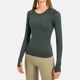 thumbnail image 2 of Women'S Clothing, Women Blouses, Women's Long Sleeve Fitness Shirt Seamless Yoga Tops Breathable Running Apparel Slim Fit Sportswear for Active, 2 of 4
