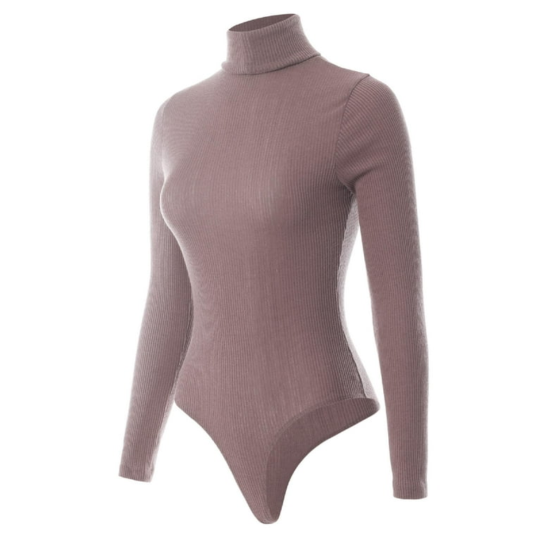 MixMatchy Women's Long Sleeves Ribbed Sweater Turtleneck