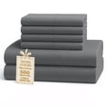 thumbnail image 1 of Casa Platino Juego King de Sábanas 100% Algodón – 600 Hilos, Acabado Satinado Suave de Lujo, Bolsillo de 15" de Profundidad, 2 Fundas de Almohada Adicionales, Fácil de Lavar – Carbón, 1 of 4
