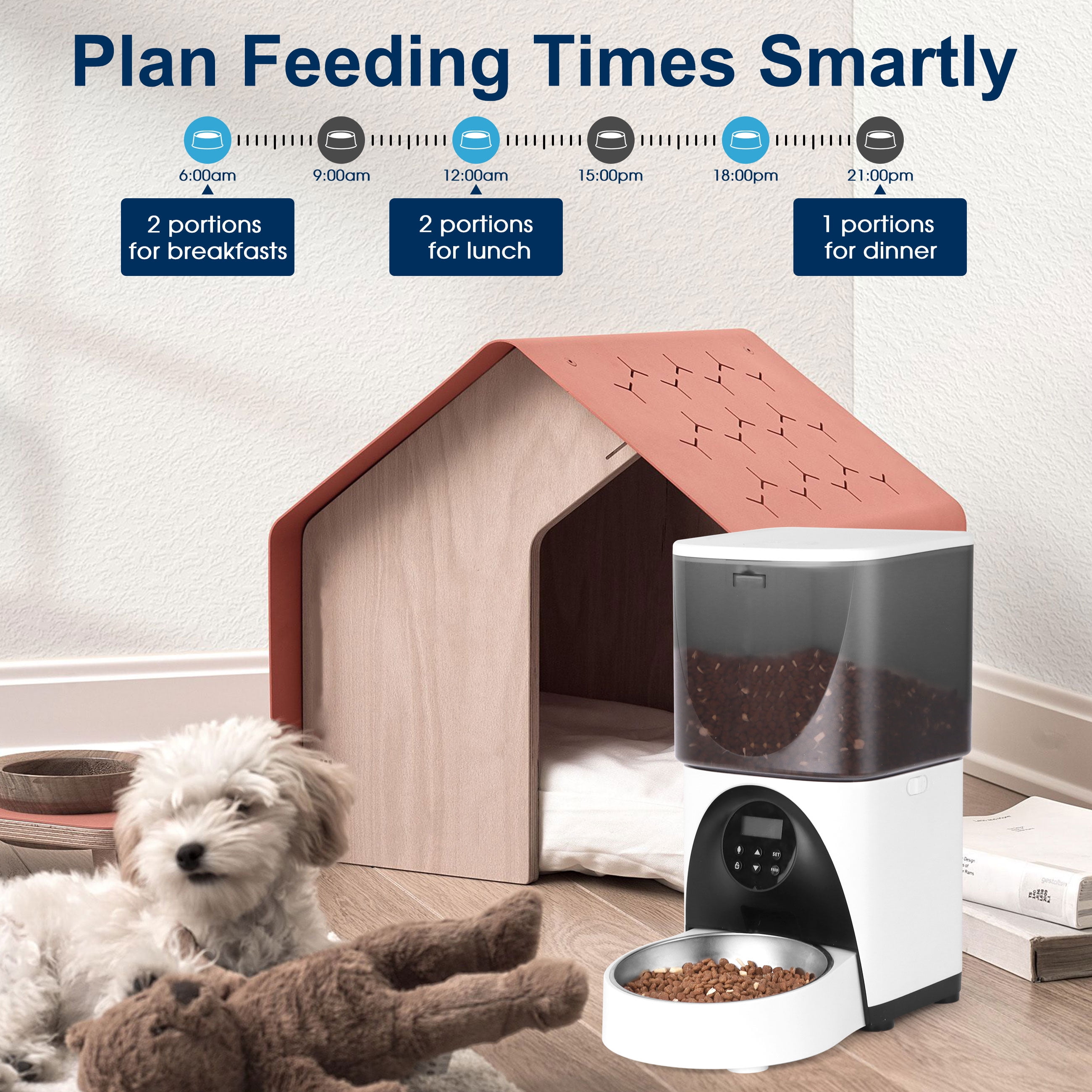 Cobectal 4L Automatic Cat and Dog Pet Feeder, Cat Food dispenser With Stainless Steel Bowl, Black
