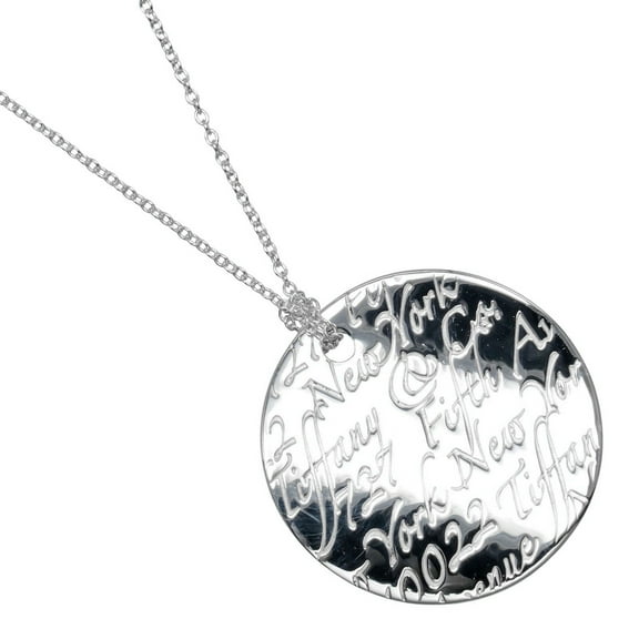 Pre-Owned Tiffany & Co. Notes Round Tag Necklace, 925 Silver, Approx. 9.0g (Good)