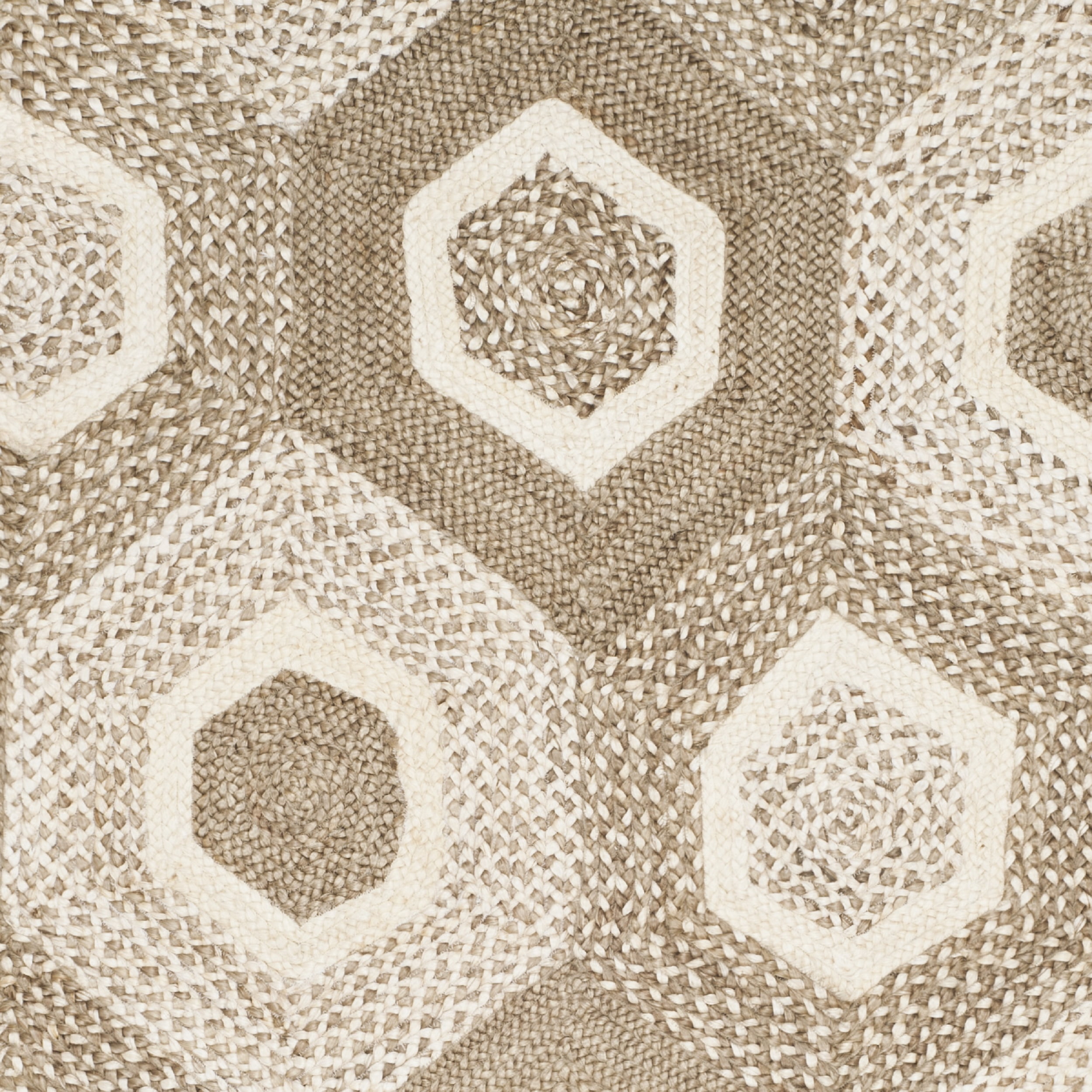 SAFAVIEH Natural Fiber Priscilla Geometric Braided Jute Area Rug, Grey/Ivory, 3' x 5'
