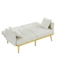 thumbnail image 3 of Velvet Futon Sofa Bed Convertible Sleeper Sofa Couch with 6 Golden Metal Legs, Loveseat Sofa with 3 Adjustable Positions and Side Pocket for Living Room Bedroom Office, Easy Assemble, White, 3 of 5