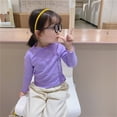 thumbnail image 4 of Toddler Girls' Basic Long Sleeve Mock Turtleneck Cotton T-Shirt Baby Girls Lettuce Edge Trim Undershirts Girls Fashion, 4 of 4