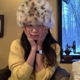 thumbnail image 4 of FauxFurs Leopard Hat Girl Russian Style Warm Hat Cold Weather Outdoor Skiing Hat, 4 of 6