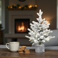 thumbnail image 2 of Tcbosik Prelit Tabletop Christmas Tree with 30 Warm White LED Lights, 2ft Small Flocked Xmas Tree with 189 Branch Tips & Pot Base, White+Green, 2 of 8