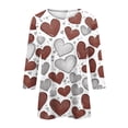 thumbnail image 4 of Resicozy Valentines Shirts For Women 3/4 Sleeve Valentine Day Top 2026 Cute Heart Print Graphic Shirt Crewneck Pullover Gray L, 4 of 4