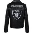 thumbnail image 3 of Women's Cuce Black Las Vegas Raiders Vegan Leather Full-Zip Moto Jacket with Rhinestones, 3 of 4