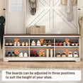 thumbnail image 5 of ChVans 75" Hall Tree with Mirror, LED Farmhouse Hall Tree with Bench and Shoe Storage, Hallway Tree w/ Sliding Barn Door, Umbrella Holder, Coat Rack for Entrance Entryway Mudroom, White, 5 of 10