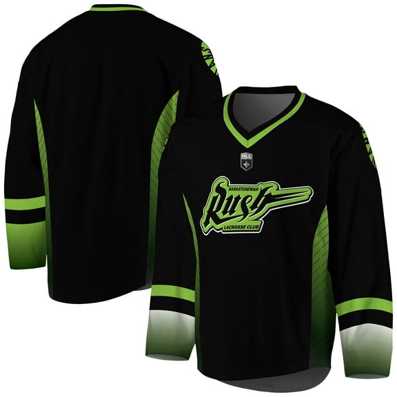 Men's Black/Kelly Green Saskatchewan Rush Replica Jersey