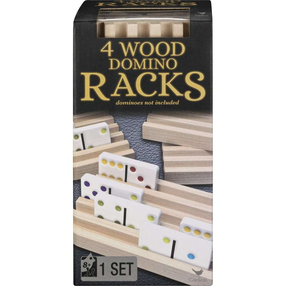 Wood Domino Racks, Set of 4 Trays for Mexican Train and other Dominoes