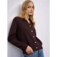 thumbnail image 6 of Women Lapel Collar Sweater Button Up Open Front Fall Knit Jackets Cute Long Sleeve Button Down Cardigan Brown L, 6 of 8