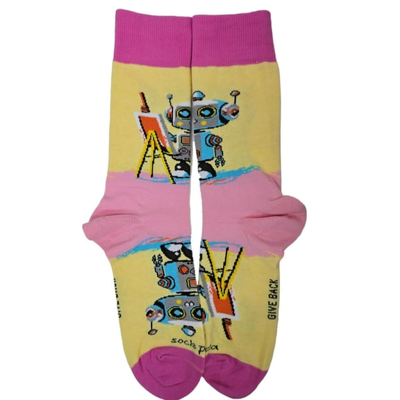 Robot Artist Socks from the Sock Panda (Adult Medium - Women's Shoe Sizes 5-10)