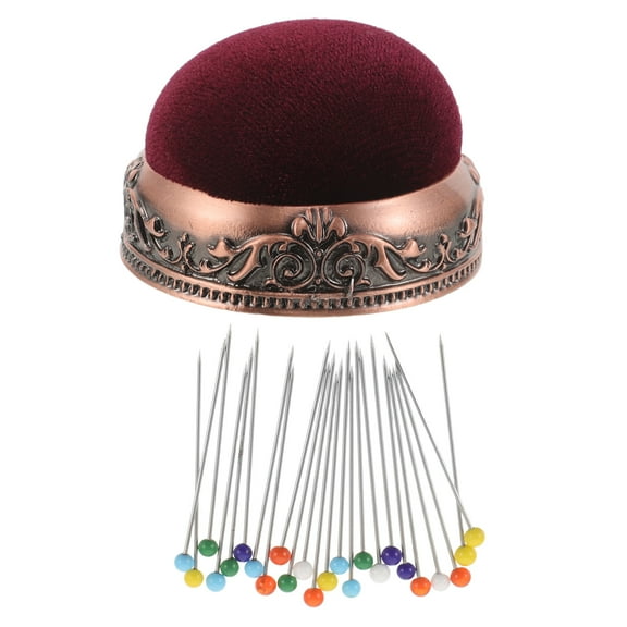 OUNONA Multi-Color Vintage Sewing Pin Cushion with Soft Fabric Top and Metal Base for Home and Craft Use