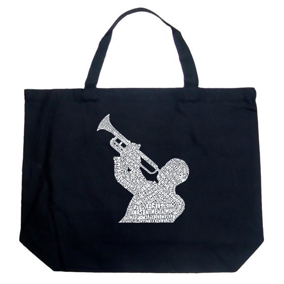 LA Pop Art Large Word Art Tote Bag - ALL TIME JAZZ SONGS
