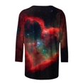 thumbnail image 4 of Mittory Summer Tops for Women Vacation Galaxy Space Graphic Blouses Trendy Crewneck Office 3/4 Sleeve Shirts, 4 of 5