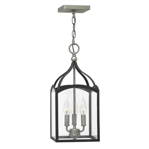 Farmhouse Three Light Chandelier-Aged Zinc Finish Bailey Street Home 81-Bel-3002283