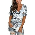 thumbnail image 2 of WXLWZYWL Women's Loose Tops Crewneck Print Tees Short Sleeve T Shirt Blouse Loose Tops White, 2 of 5