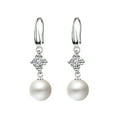 thumbnail image 2 of HomeKingdee Plumeria Pearl Drop Earrings for Women - 925 Silver-Platedy Dangle Earrings with Zirconia for Wedding and Everyday Jewelry, 2 of 9