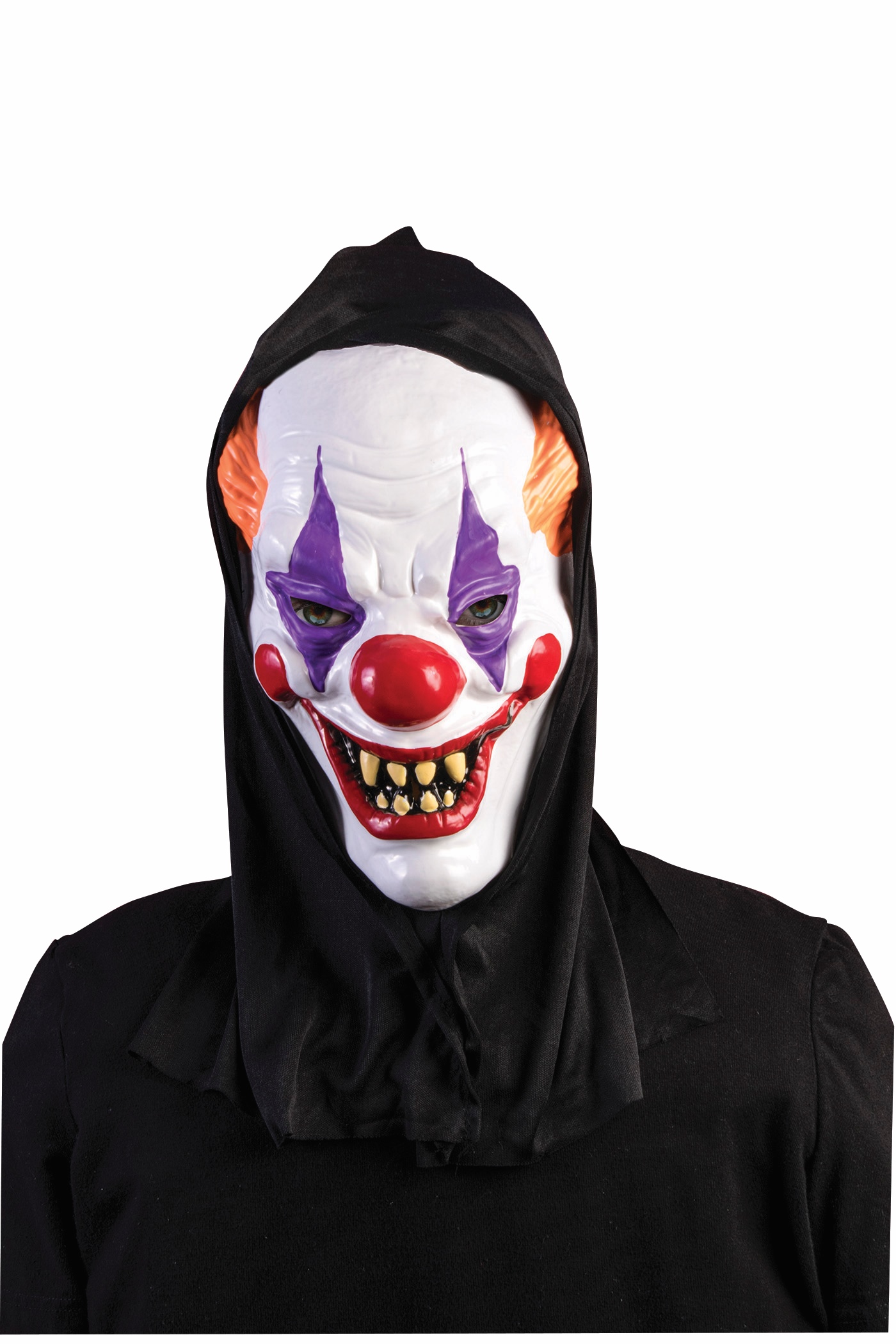 Creepy Black Hooded Psycho Clown Mask Latex Halloween Horror Adult Men