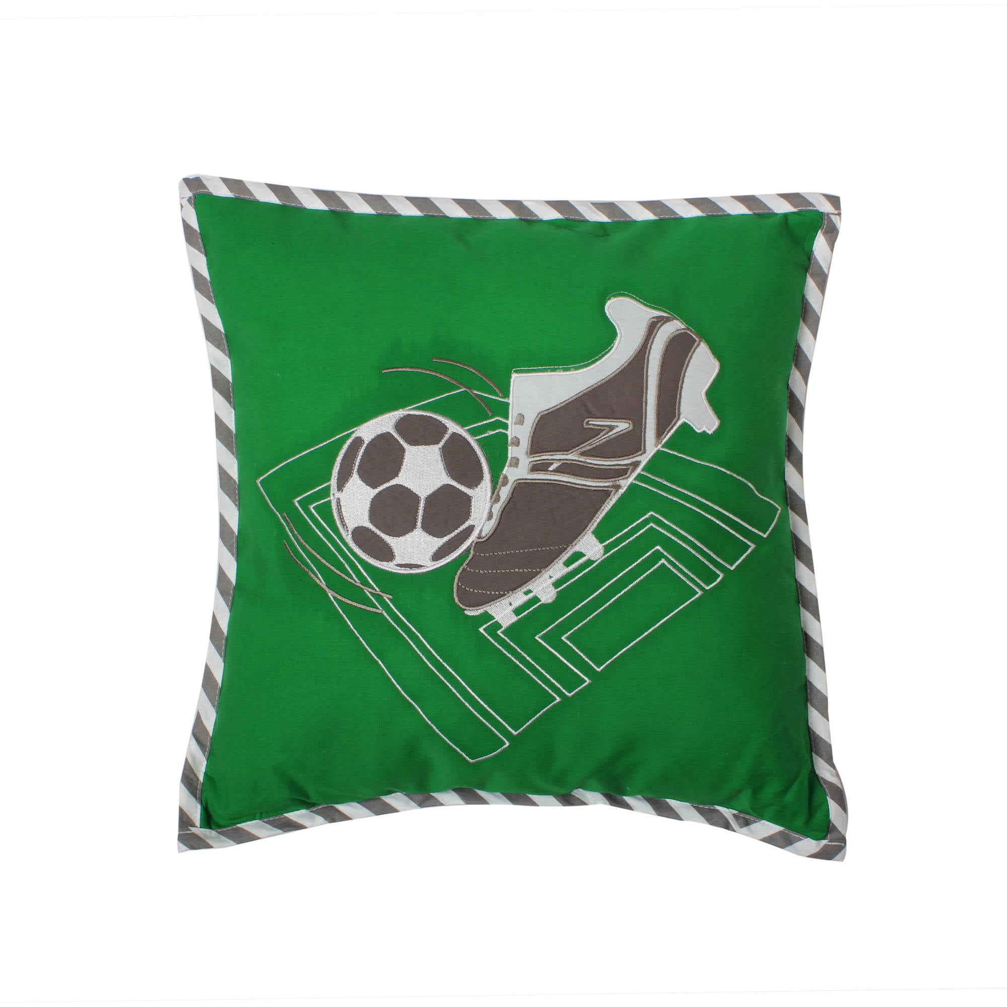 Bacati Soccer Muslin Dec Pillow Green/Grey