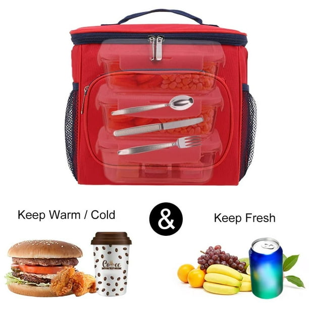 ISOTHERME BAG, bolsa de almuerzo isotérmica flexible Glaciere de gran capacidad para almuerzo, escuela, oficina, picnic con hombro desmontable (rojo)