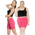 thumbnail image 2 of Stretch Is Comfort Women's Plus Size Cotton Biker Shorts Hot Pink 2X, 2 of 6
