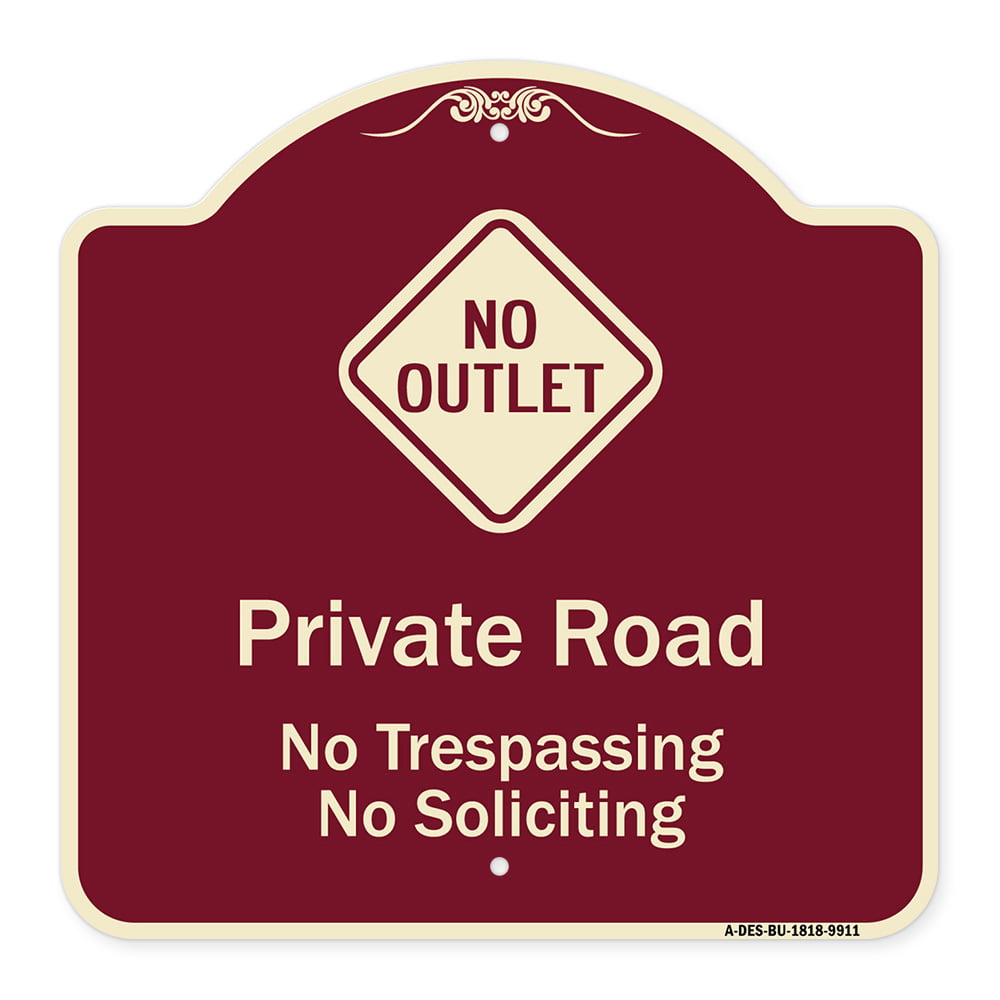 SignMission Designer Series Sign - Private Road No Trespassing Or ...