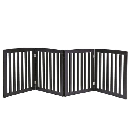 Hyxoo Freestanding Pet Dog Gate 4 Panels Indoor Foldable Dog Fence for Stairs Brown