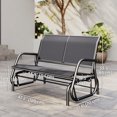 thumbnail image 3 of Outsunny Patio Double Glider Outdoor Steel Sling Fabric Gliding Bench Garden Swing Chair Heavy-Duty Porch Rocker Garden Loveseat Grey, 3 of 10