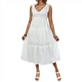 thumbnail image 2 of Vestido Midi Bohemio Informal de Verano 2025 para Mujer, con Escote en V, Sin Mangas, con Lazo en los Hombros, Fluido, con y Corte en A. M, 2 of 9