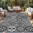 thumbnail image 2 of Black Morocco Outdoor Rug for Patio/Deck/Porch, Non-Slip Large Area Rug 6 x 9 Ft, Traditional Tribal Abstract Geometric Art Indoor Outdoor Rugs Washable Area Rugs, Camping Rug Carpet Runner, 2 of 8