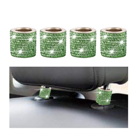 Chasenew 4 Pack Car Headrest Collars Bling Car Head Rest Collars Rings Decor Rhinestone Car Head Rest Collars Diamond Interior Car Seat Accessory (Green)
