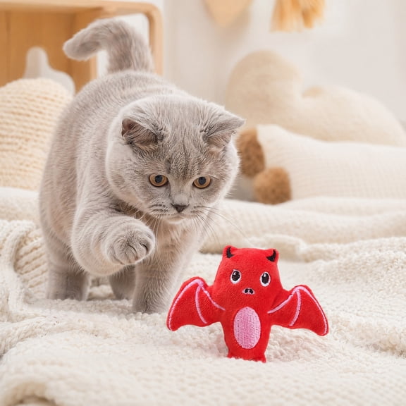 mdesiwst Halloween Pumpkin Catnip Toy for Cats, Plush Bat Ghost Spider Kicker with Bell, Durable Chewing Play for Kittens, Stress Relief Interactive Cat Gift