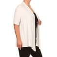 thumbnail image 2 of Women's Plus Size Short Sleeves Draped Open Front Solid Cardigan, 2 of 5