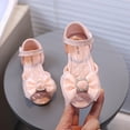 thumbnail image 3 of Sandals for Girls Rhinestone Buckle Bow Open Toe Princess Dress Shoes Summer Comfortable Footbed Ankle Strap Flat Shoes Pink 12.5 Little Kid, 3 of 5