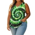 thumbnail image 6 of Women Plus Size Sleeveless V-Neck Tie Dye Tank Top, Loose Flowy Curved Hem Casual Summer Blouse, 6 of 8