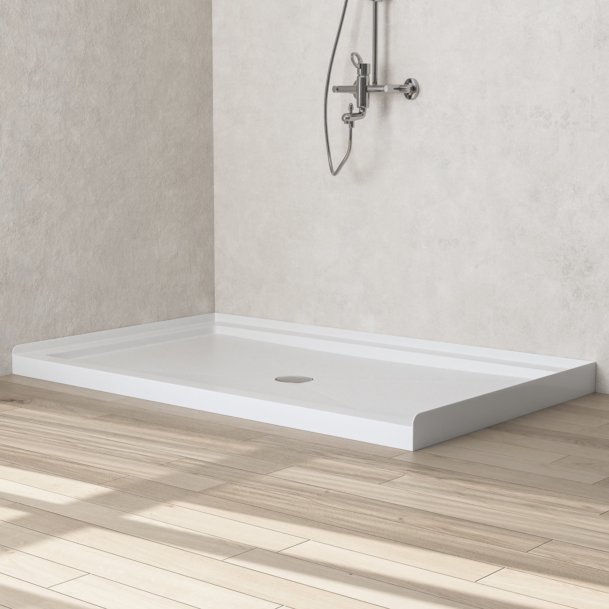 DV-1SB0106 60''W Shower Base in White with Single Threshold Shower Pan, Non-slip Design